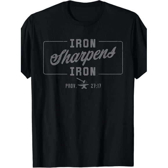 T Shirt Christian Men'S Gym Workout Featuring The Phrase 'Iron Sharpens Iron' from The Bible
