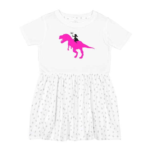 Inktastic Princess Riding Her T-rex Girls Toddler Dress