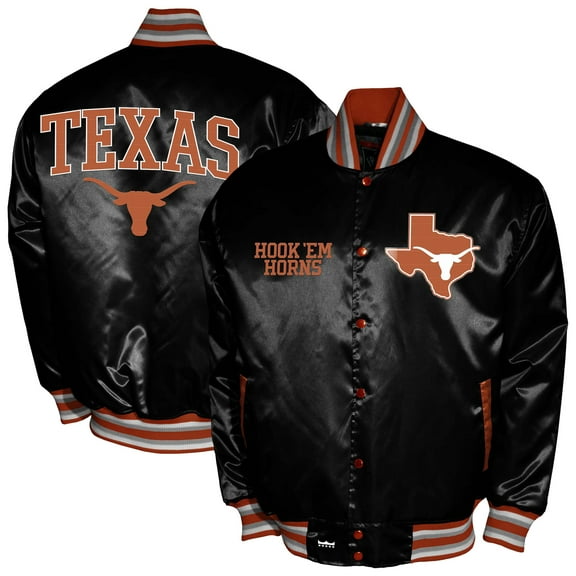 Men's Franchise Club Black Texas Longhorns Satin Full-Snap Jacket