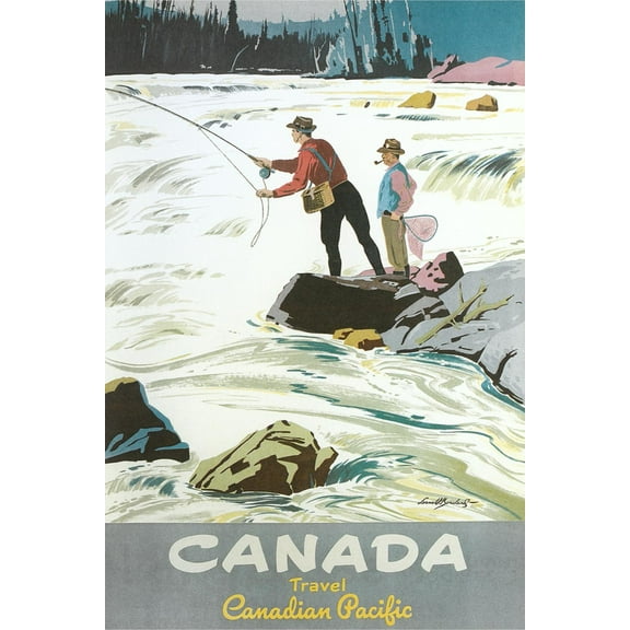Art.com Travel Poster for Fishing in Canada Art Print, 16" x 24"