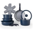 thumbnail image 1 of Country Kitchen Cookware Set with Removable Handle, Oven & RV Safe Pots and Pans Set, Denim, Original, 1 of 8