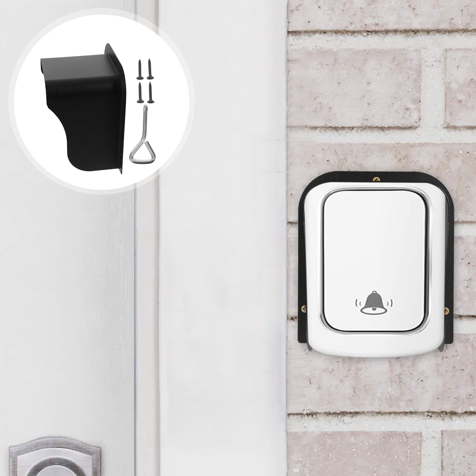 Weatherproof Black Doorbell Cover with LED Light, Outdoor Rain Shield Protector 15.6x14x10CM for Door Bell