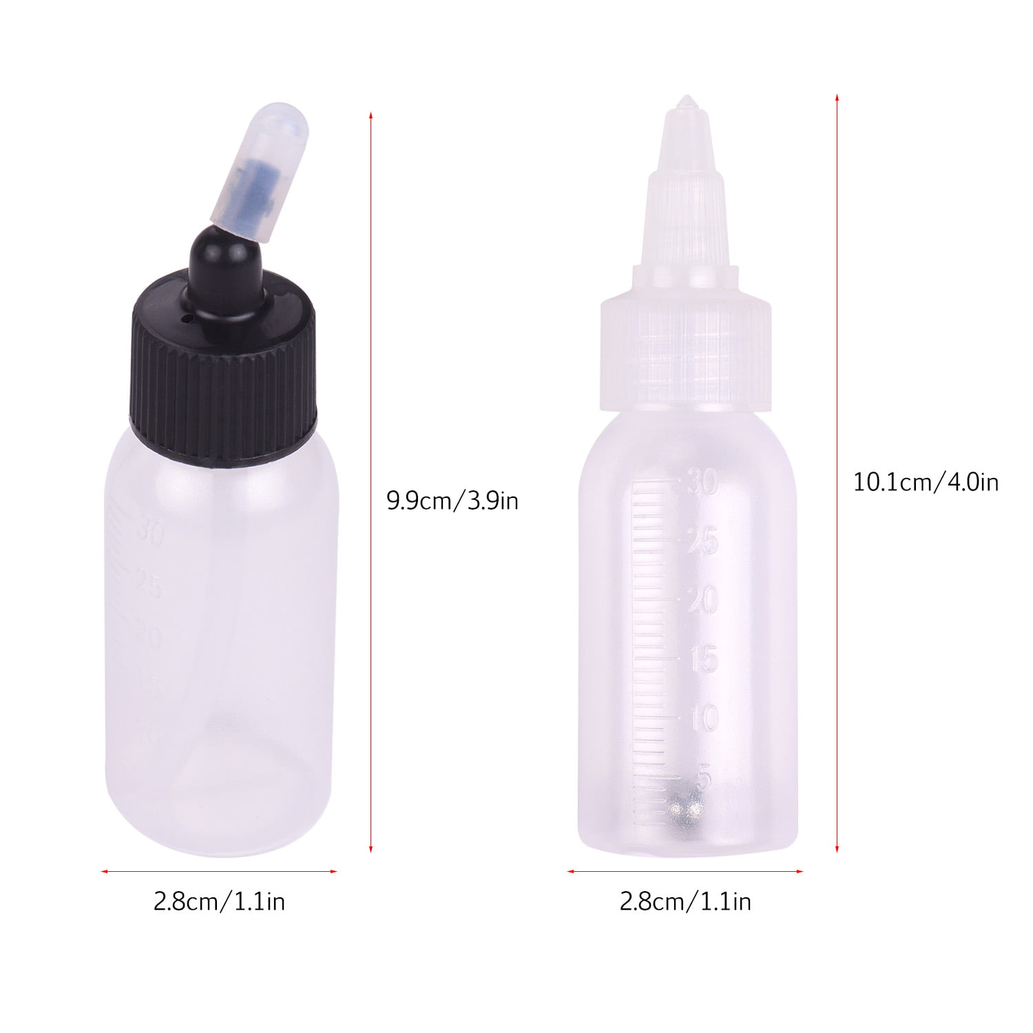 10 Pcs Plastic Airbrush Paint Bottles Dual Action 35cc Siphon Feed w/ Scale Line 