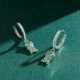 thumbnail image 3 of Cute Dinosaur Dangle Hoop Earrings S925 Sterling Silver Green Cubic Zirconia Crystal Lovely Animal Dangling Charm Drop Huggie Hoops Studs Earring Dainty Jewelry for Women, 3 of 8
