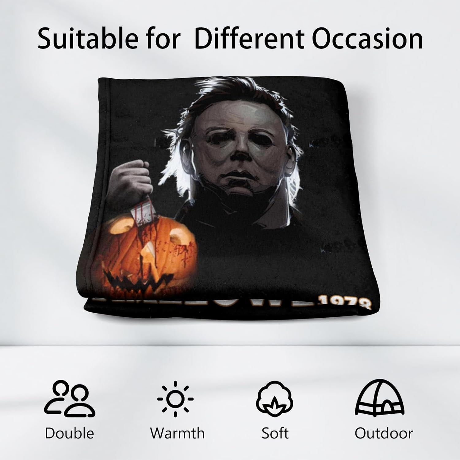 Jason Voorhees Flanell-Decke – Halloween Horror Design, Super Weich, Leicht, Waschbar, Verschiedene Größen