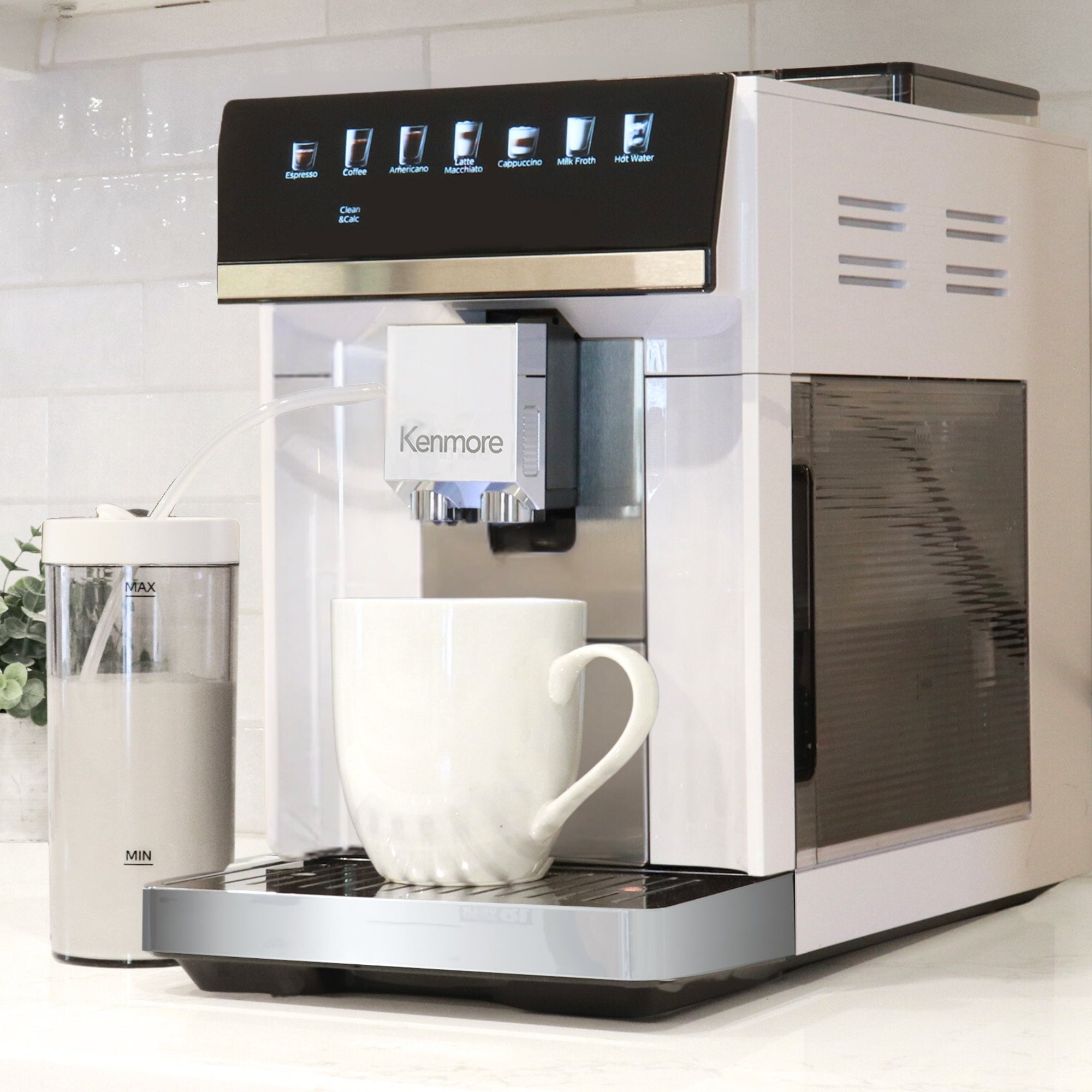 Kenmore Super Automatic Espresso Coffee Machine with Touchscreen White