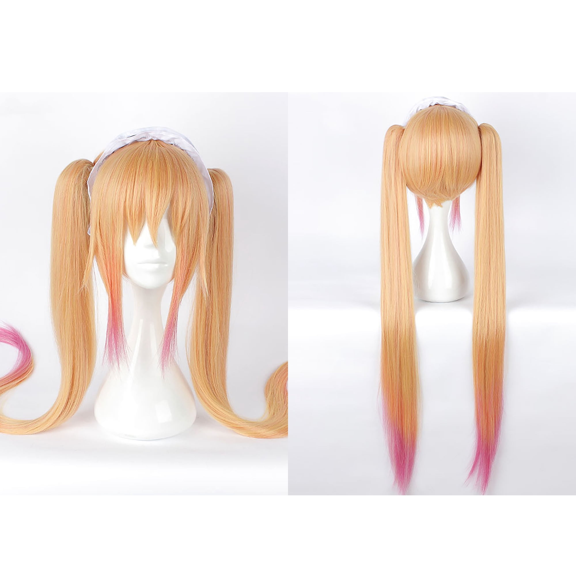 Unique Bargains Wigs for Women 39" Blonde Pink Wigs with Wig Cap
