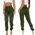 thumbnail image 2 of LLYwey Pleated Pants For Women Women's Fashion Denim Button Zipper High Waist Pockets Jean Camouflage Long Pants Sweat Pants Female Long Pant Style H1204 Green-1 XL, 2 of 9