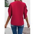 thumbnail image 7 of Work Office Blouses for Women Lace Crochet V Neck Elegant Tshirts Solid Bell Sleeve Basic Tops Casual Summer Tunics, 7 of 7