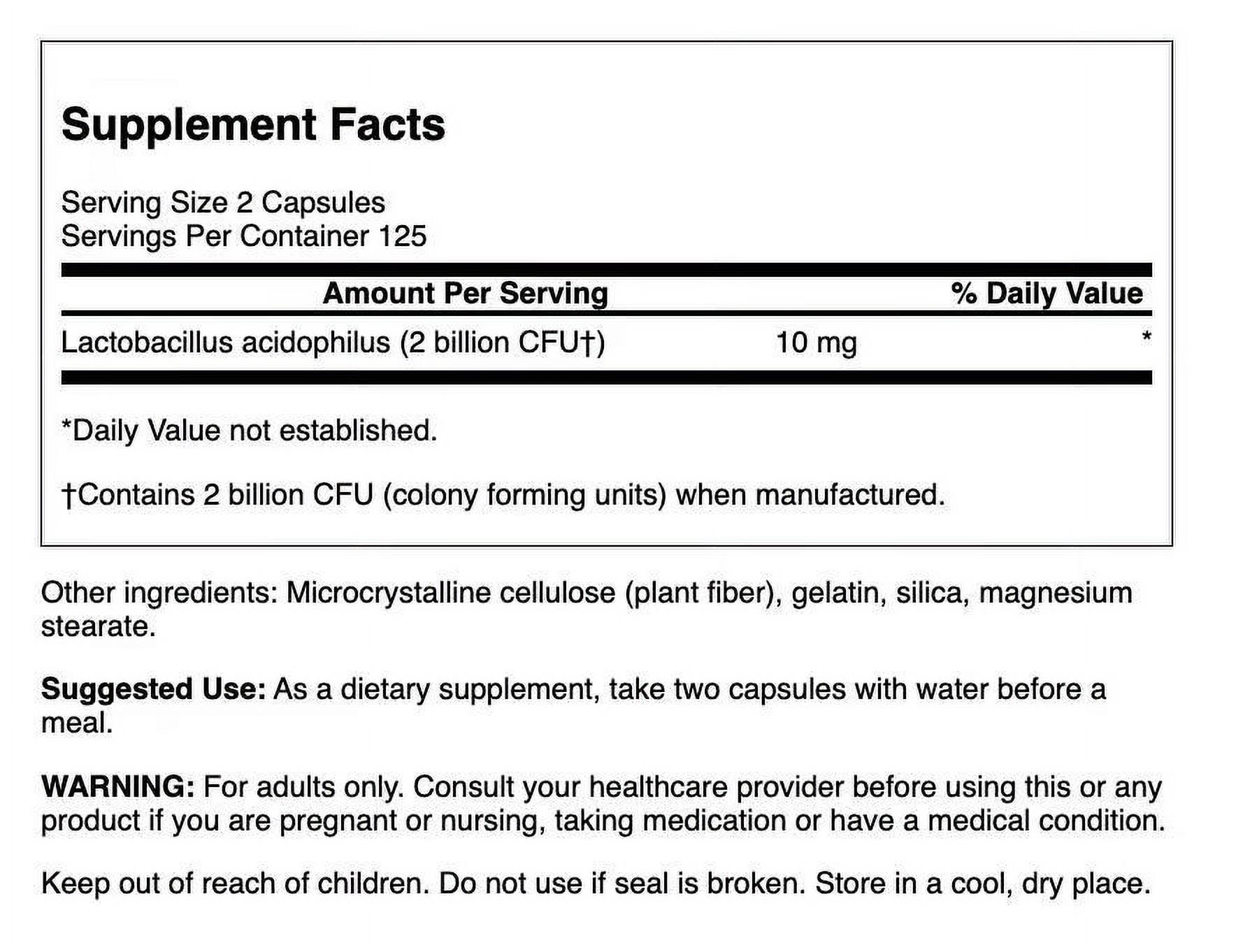 Swanson Lactobacillus Acidophilus - Probiotic Supplement Supporting Digestive Health with 1 Billion CFU Per Capsule - Promotes Bowel and GI Tract Health - (250 Capsules) (3 Pack)