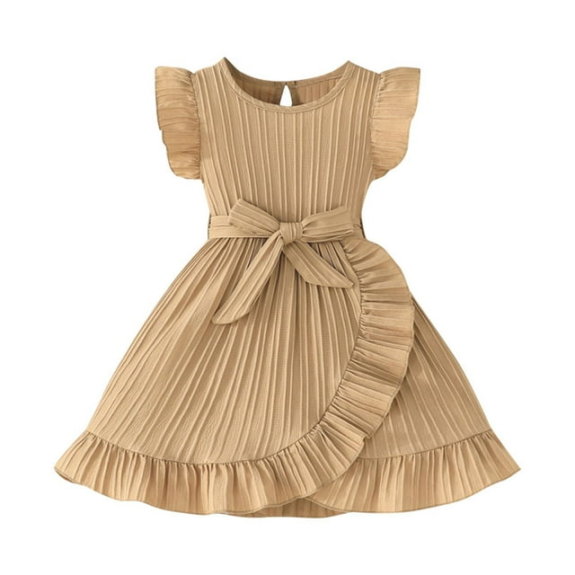 Tranfacy Robes Décontractées pour Filles, Robe de Demoiselle d'Honneur, Robe d'Été à Imprimé Floral pour Fille, Petites Manches Volantées, Col Rond, Manches Courtes, Jupe de Princesse