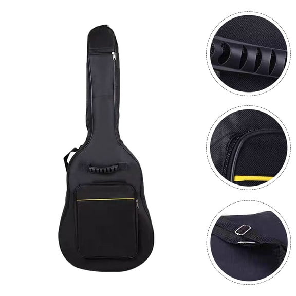 OFFIGAM Black Guitar Case with Thick Padding, Comfortable Adjustable Straps, and for Acoustic and Electric Guitars