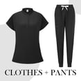 thumbnail image 2 of MLQIDK Scrubs for Women Plus Size Nursing Scrubs Stretchy V-Neck Scrub Pants and Tops Scrub Set Medical Uniforms Jogger Scrubs Black XL, 2 of 4