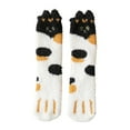 thumbnail image 3 of Fuzzy Cat Pattern Socks for Women, Cozy Winter Sleeping Socks with Non-Slip Grip, Soft Plush Slipper Socks for Indoor Use, Cute Animal Themed Socks for Girls and Women, Holiday Gift Socks - D, 3 of 10