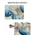 thumbnail image 6 of Teal Octopus Coastal Bathroom Window Curtain, Vintage Summer Beach Nautical Light Filtering Coffee Kitchen Curtains, Bedroom Living Room Curtains 2 Panel 84"x45", 6 of 6