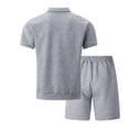 thumbnail image 4 of Kakii Men's Casual Track Set - Geometric Twill Pattern Short Sleeve Jacket and Matching Shorts, Spring Summer Outfit, 4 of 4