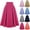 Hot Pink, variant on Women's Casual Elastic Waist Vintage A-Line Pleated Flared Midi Skirt Womens Party Evening Skirts Pleated Skirt Night Out Long Skirt