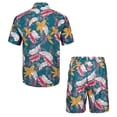 thumbnail image 2 of Fixha Men's Hawaiian Matching Set Tropical Summer Beach Button Down Short Sleeve Shirt and Shorts 2 Piece Outfits-Teal Plant L, 2 of 5