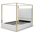thumbnail image 4 of Rollie Canopy Vegan Leather Upholstered King Bed Frame In Cream, 4 of 7