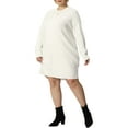 thumbnail image 4 of MODA NOVA Plus Size Sweater Dress for Juniors Long Sleeve Knit Pullover Short Sweater Dresses Army, 4 of 6