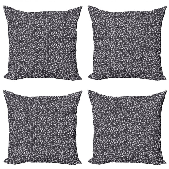 Ambesonne Leaves Throw Pillow Cover 4 Pack, Teardrop Shapes Grunge, 24", Taupe and Off White