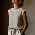 thumbnail image 4 of Purcolt Womens Cotton Linen Tank Tops Casual Boho Eyelet Embroidery Crewneck Sleeveless Tee Tops Trendy Soft Loose Fit Basic Shirts for Beach Vacation Party, 4 of 9