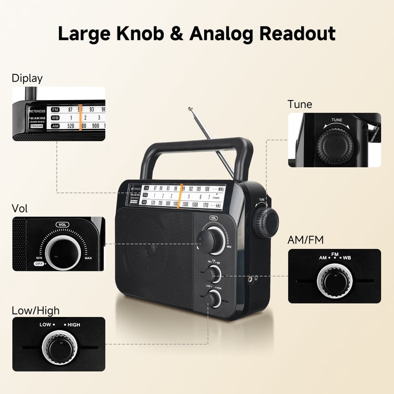 Portable AM FM Radio with Large Dial and High Power Speaker photo 4