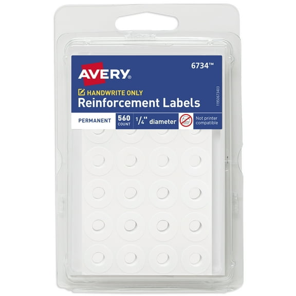 Avery Reinforcement Stickers, 1/4", 560 Total (6734)