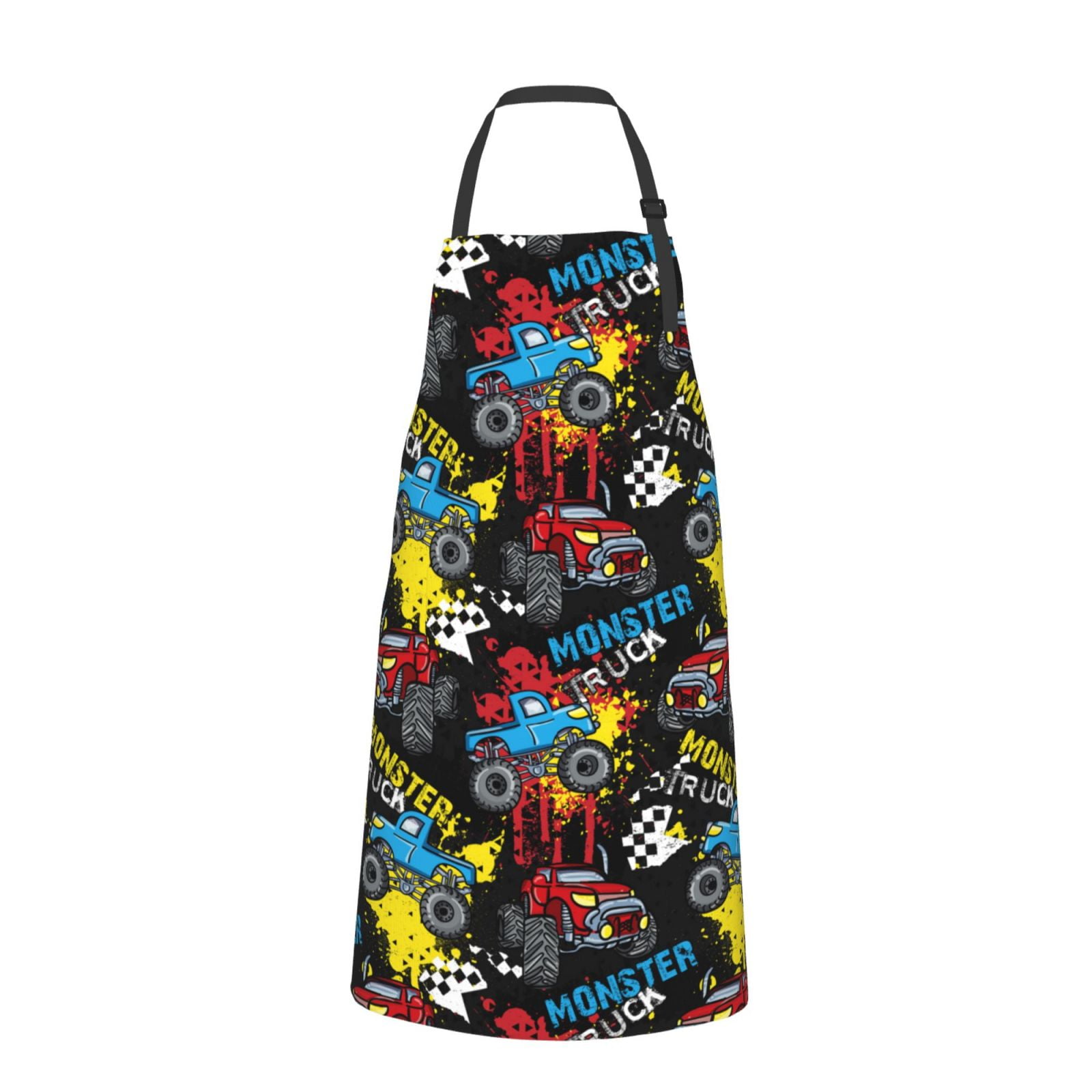 Picia Monster Car Waterproof Apron for Unisex Adult - Adjustable Bib Apron with Pockets, Ideal for Cooking, Gardening, Painting, and Household Chores