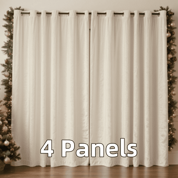 Velvet Curtains with Grommet, Thermal Insulated Super Soft Privacy Noise Reducing Light Filtering Velvet Curtains for Christmas, 4 Panels