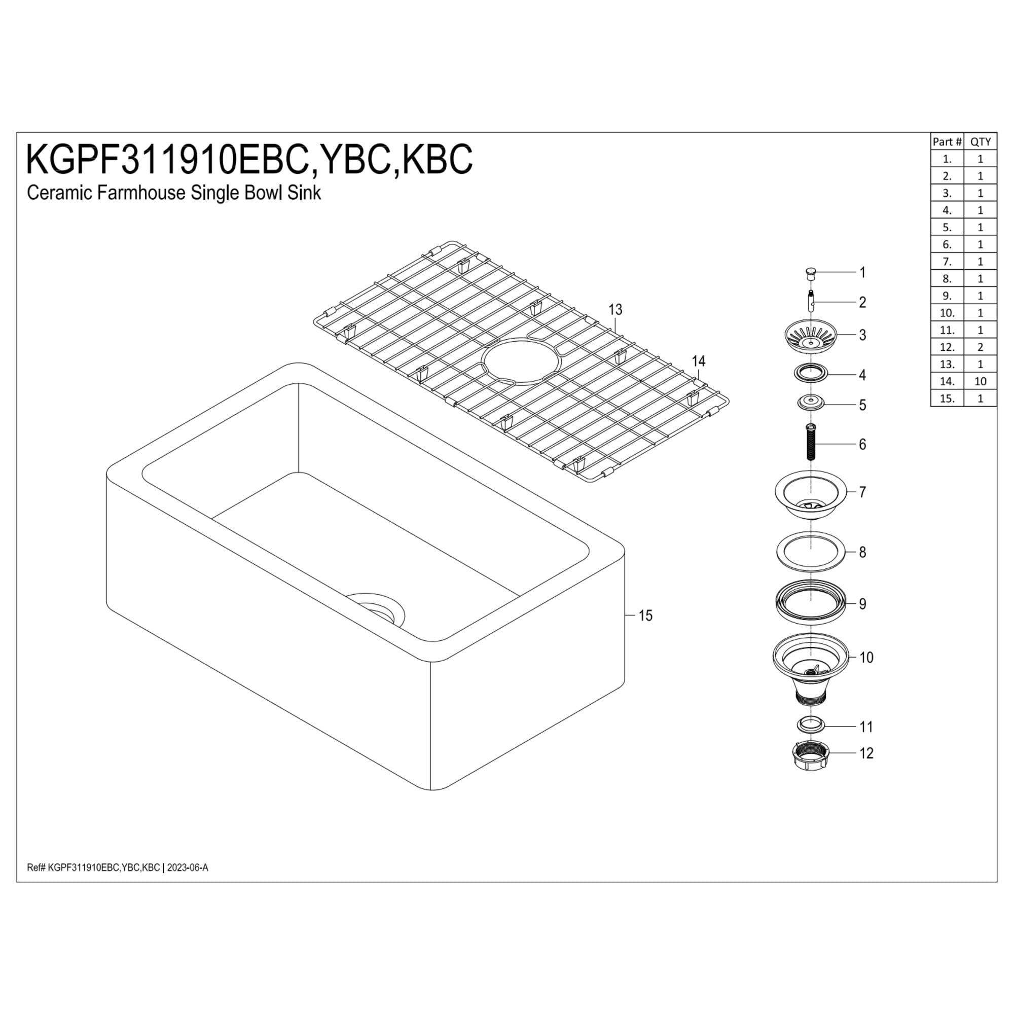 Gourmetier KGPF311910YBC 30" Fireclay Farmhouse Kitchen Sink, Glossy White