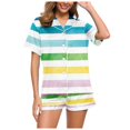 thumbnail image 1 of toraway Pyjama Organique pour Femmes Mode Imprimé Manches Courtes Col Rabattu Ensemble Deux Pièces Shorts L, 1 of 4