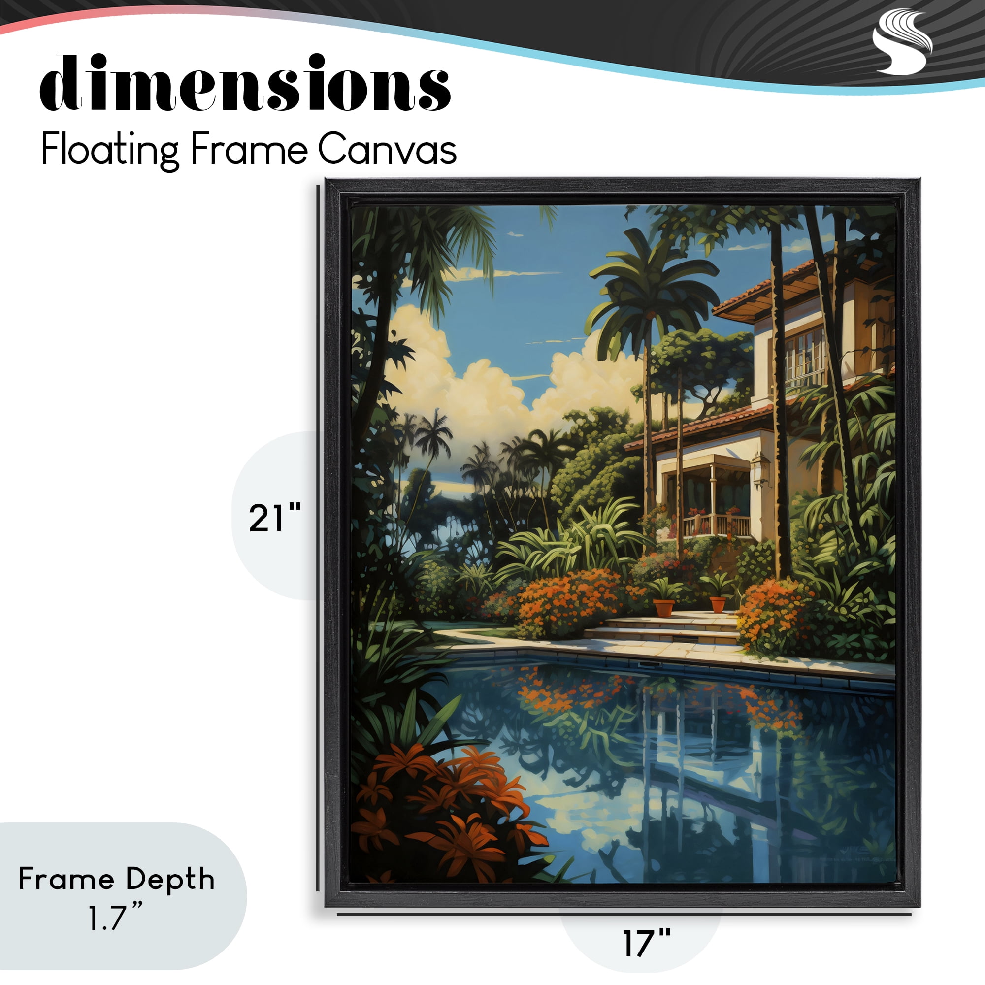 Stupell Industries Tropical Tranquility Villa Black Framed Floater Canvas Wall Art, design by Creative Studio