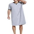 thumbnail image 1 of PENGXIANG Chemise de Nuit pour Hommes en Coton Pyjama Col en V Manches Courtes, 1 of 6
