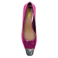 thumbnail image 2 of FSJ Women Graceful Two-Tone Kitten Low Heels Pumps Slip On Square Cap Closed Toe Casual Office Work Comfort Dress Shoes Size 5 Fuchsia, 2 of 4