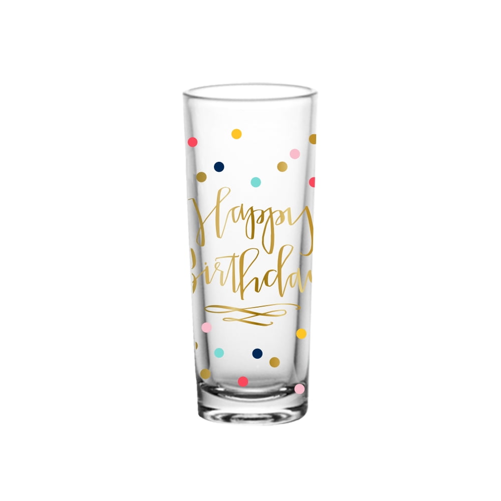 Slant Happy Birthday Confetti 2 oz. Shot Glass