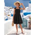 thumbnail image 5 of IBTOM CASTLE Girls Summer Dresses Sleeveless Cami Dress Spaghetti Straps Birthday Party Casual Fancy Midi 2 Layerr Sundress Beach Square Neck Kids Smocked Black, 5 of 7