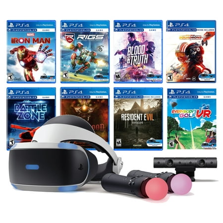 PlayStation VR 11-In-1 Deluxe Bundle PS4 & PS5 Compatible: VR Headset, Camera, Move Motion Controllers, Iron Man, Star Wars Squadrons, Resident Evil Battlezone, RIGS, Until Dawn, Blood&Truth, Golf | Walmart Canada