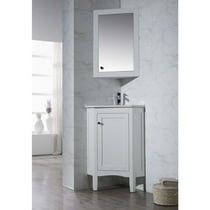 Stufurhome Monte White 25 Inch Corner Bathroom Vanity With