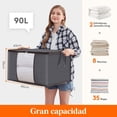 thumbnail image 2 of Bolsas Organizadoras Plegables de Gran Capacidad, Cajas Almacenaje Ropa con Asa Reforzada para Edredones, Mantas, Bolsas Organizadoras de Ropa con Cremallera Robusta (Gris, 8 x 90L), 2 of 8
