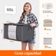 thumbnail image 2 of Bolsas Organizadoras Plegables de Gran Capacidad, Cajas Almacenaje Ropa con Asa Reforzada para Edredones, Mantas, Bolsas Organizadoras de Ropa con Cremallera Robusta (Gris, 8 x 90L), 2 of 8