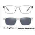 thumbnail image 5 of Mens Womens Rectangle Gray Clear Reading Glasses Polarized Magnetic Clip-on Sunglasses TR90 Readers +1.00, 5 of 5