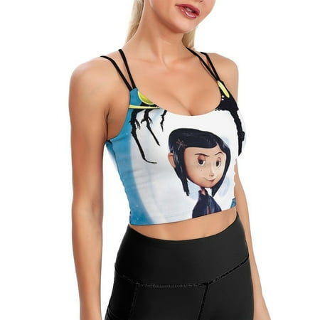 Coraline Film Sports Bra For Women Padded Crop Top Camisole Yoga Tank Top Vest Workout Tops Racerback With Built In Bra Activewear Fitness Gym
