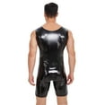 thumbnail image 2 of Men Shiny Leather Bodysuit, Sexy Zipper Open Crotch, Latex Leotard Crotchless, 2 of 7
