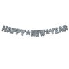 Black and Silver Glittered Happy New Year Streamer, 8½" x 8'