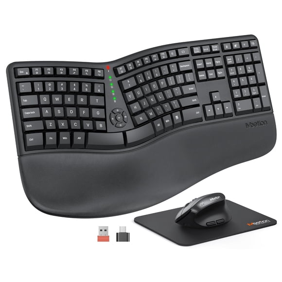 Teclado y ratón MEETION, ergonómicos, inalámbricos, recargables