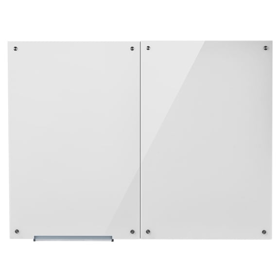 KFFKFF Set of 2 Glass Dry Erase Boards, 35.4 x 23.6 in, Magnetic Whiteboards with Wall-Mount Design, Frameless Tempered Glass Surface, Includes Markers, Magnets, and Eraser for Office, Classroom