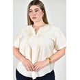 thumbnail image 4 of Blusa con detalle plisado Roman Fashion /Tallas Extras, 2761 (Hueso) crema 40, 4 of 6