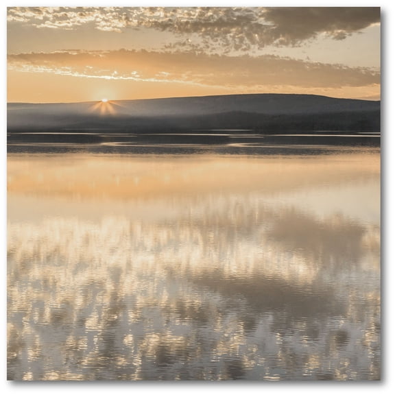 Sunset over lake Gallery-Wrapped Canvas Wall Art
