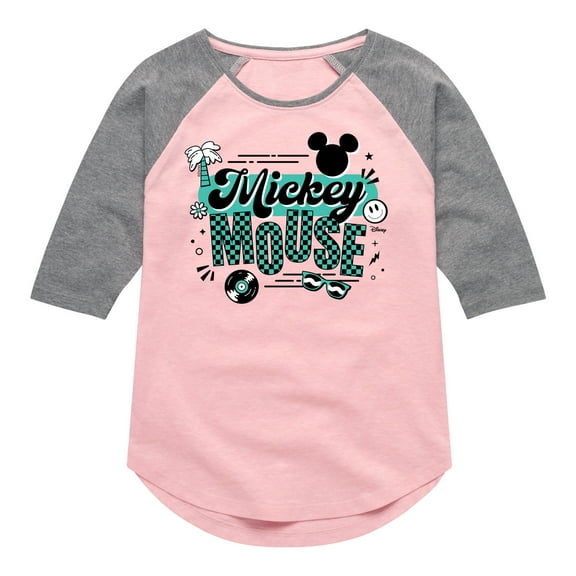 Disney - Mickey & Friends - Retro Music Icons - Toddler And Youth Girls Raglan Graphic T-Shirt